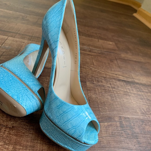 Casadei snake print peeptoe stiletto platform heel - Picture 3 of 14